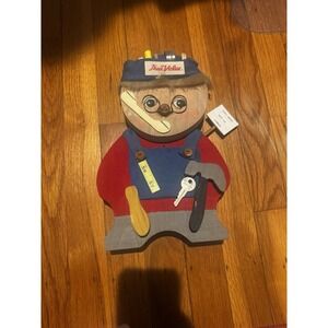 Vintage True Value Hardware Wooden Wall Hanger Employee Working 1995 Handmade